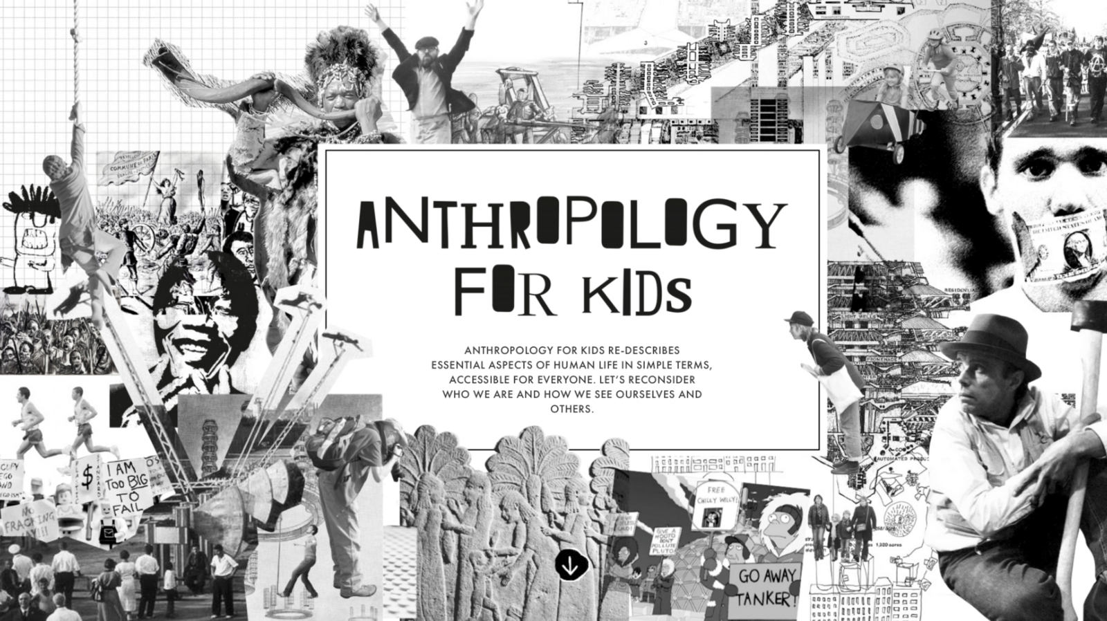 Cover picture in b/w with caption "Anthropology for Kids".