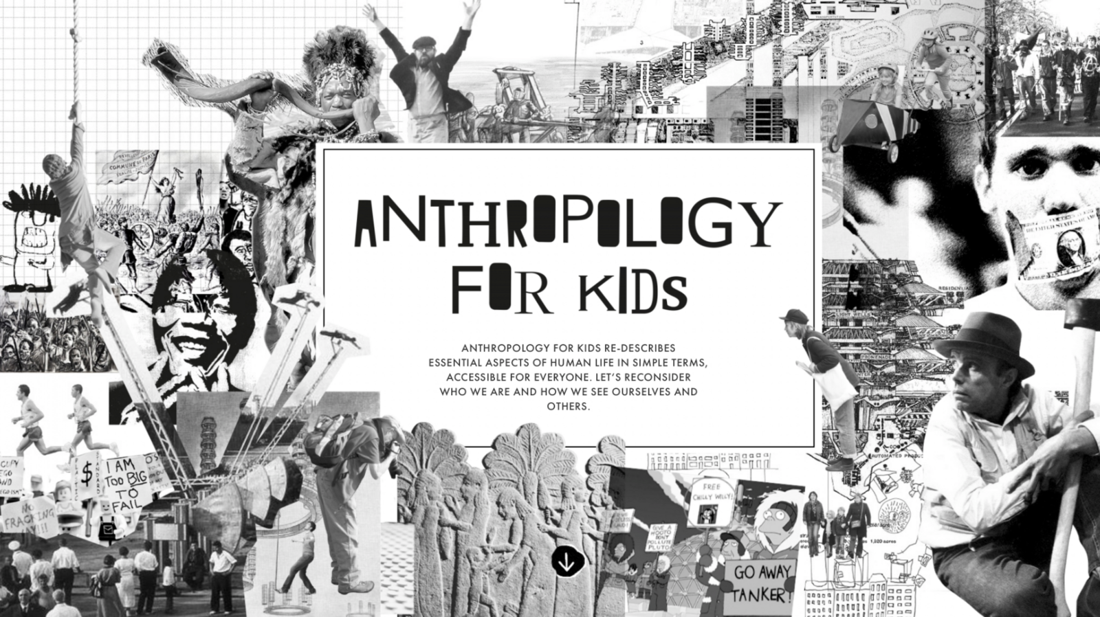 Titelbild in s/w mit Überschrift "Anthropology for Kids"