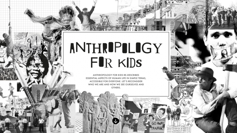 Titelbild in s/w mit Überschrift "Anthropology for Kids"