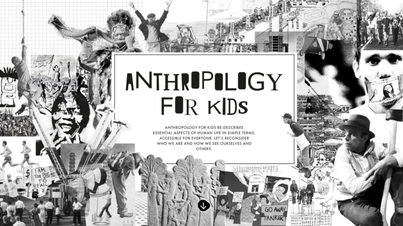 Cover picture in b/w with caption "Anthropology for Kids".