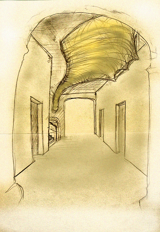 Sketch by Henrik Schrat, in the Architecture and Environment House (AUH)